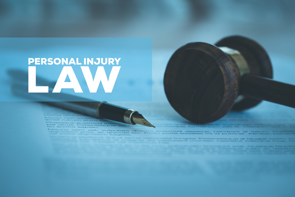 Personal Injury Law sign in accident case courtroom
